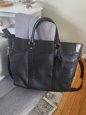 Coach Crosby Business Tote 70715 - Black Pebbled Leather Laptop Bag